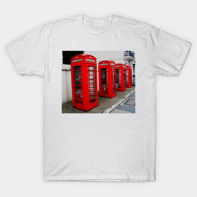 London. Phone Booths on Belgrave Street. Great Britain 2009 T-Shirt by IgorPozdnyakov